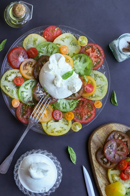 Burrata cheese with heirloom tomatoes